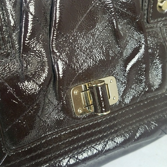 Elliott Lucca brown quilted patent leather satchel - Picture 2 of 11